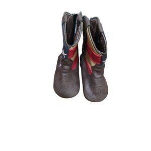 Durango Toddler American Flag Brown/Red/Blue Western Booties With Side Zipper Si